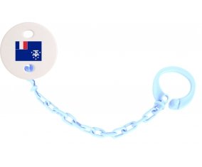 Attache-tetine Drapeau Terres australes françaises couleur Bleu ciel