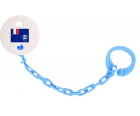 Attache-tetine Drapeau Terres australes françaises couleur Bleu turquoise