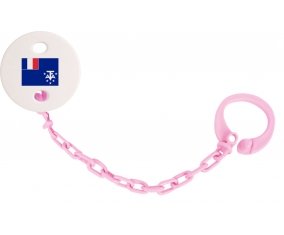 Attache-tetine Drapeau Terres australes françaises couleur Rose clair