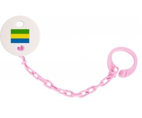 Attache-sucette Drapeau Gabon couleur Rose clair