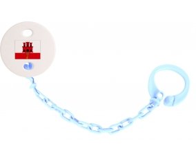 Attache-tetine Drapeau Gibraltar couleur Bleu ciel