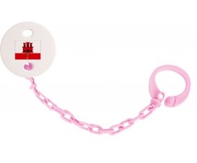 Attache-tetine Drapeau Gibraltar couleur Rose clair