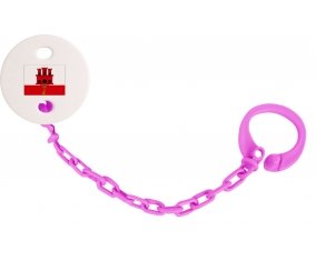 Attache-tetine Drapeau Gibraltar couleur Rose fuschia