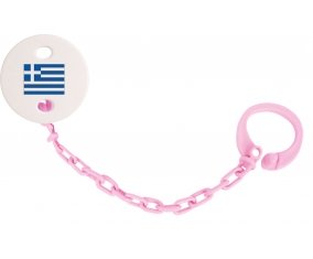 Attache-sucette Drapeau Grèce couleur Rose clair