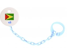 Attache-sucette Drapeau Guyane couleur Bleu ciel