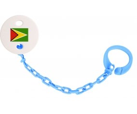 Attache-sucette Drapeau Guyane couleur Bleu turquoise