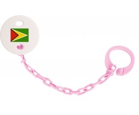 Attache-sucette Drapeau Guyane couleur Rose clair