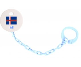 Attache-tétine Drapeau Islande couleur Bleu ciel