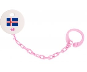 Attache-tétine Drapeau Islande couleur Rose clair