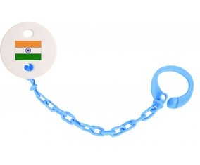 Attache-tetine Drapeau Inde couleur Bleu turquoise