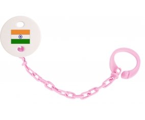 Attache-tetine Drapeau Inde couleur Rose clair