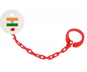 Attache-tetine Drapeau Inde couleur Rouge
