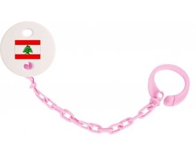Attache-tétine Drapeau Liban couleur Rose clair