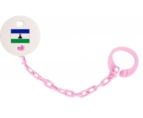 Attache-tetine Drapeau Lesotho couleur Rose clair