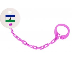 Attache-tetine Drapeau Lesotho couleur Rose fuschia