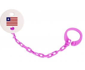 Attache-sucette Drapeau Libéria couleur Rose fuschia