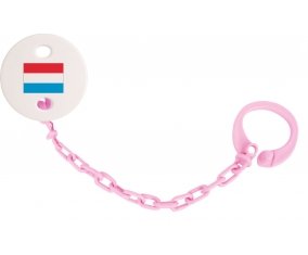 Attache-tétine Drapeau Luxembourg couleur Rose clair