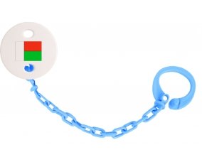 Attache-tetine Drapeau Madagascar couleur Bleu turquoise