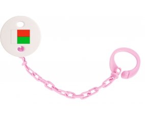 Attache-tetine Drapeau Madagascar couleur Rose clair
