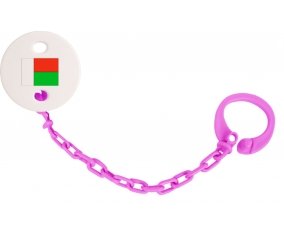 Attache-tetine Drapeau Madagascar couleur Rose fuschia