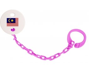 Attache-tétine Drapeau Malaisie couleur Rose fuschia