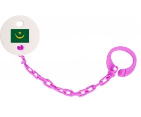 Attache-tétine Drapeau Mauritanie couleur Rose fuschia