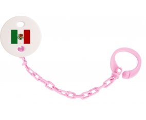 Attache-tétine Drapeau Mexique couleur Rose clair