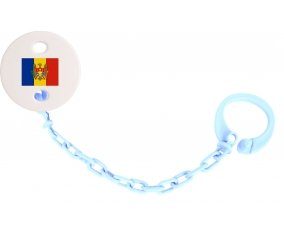 Attache-tetine Drapeau Moldavie couleur Bleu ciel