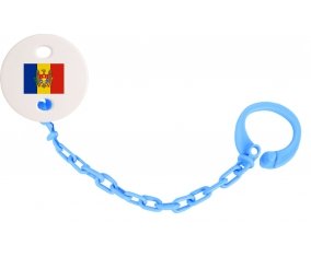 Attache-tetine Drapeau Moldavie couleur Bleu turquoise