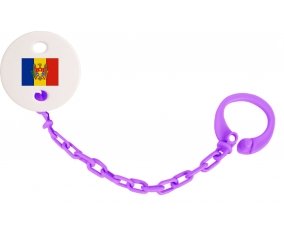 Attache-tetine Drapeau Moldavie couleur Violet