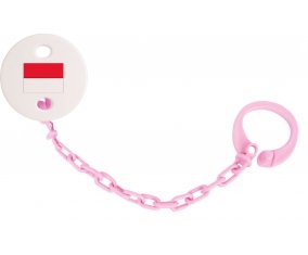 Attache-sucette Drapeau Monaco couleur Rose clair