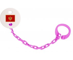 Attache-tétine Drapeau Monténégro couleur Rose fuschia