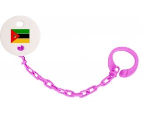 Attache-tétine Drapeau Mozambique couleur Rose fuschia