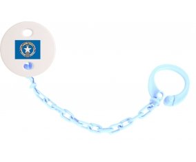 Attache-tétine Drapeau Corée du Nord couleur Bleu ciel