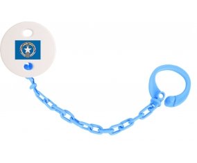 Attache-tétine Drapeau Corée du Nord couleur Bleu turquoise
