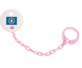 Attache-tétine Drapeau Corée du Nord couleur Rose clair