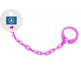 Attache-tétine Drapeau Corée du Nord couleur Rose fuschia