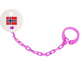 Attache-tetine Drapeau Norvège couleur Rose fuschia