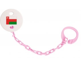 Attache-sucette Drapeau Oman couleur Rose clair