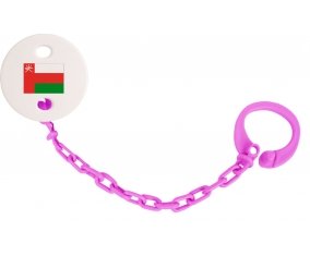 Attache-sucette Drapeau Oman couleur Rose fuschia