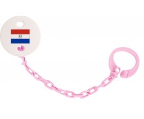 Attache-tetine Drapeau Paraguay couleur Rose clair