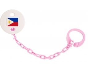Attache-tétine Drapeau Philippines couleur Rose clair