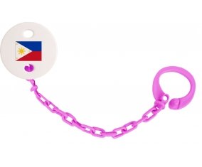 Attache-tétine Drapeau Philippines couleur Rose fuschia