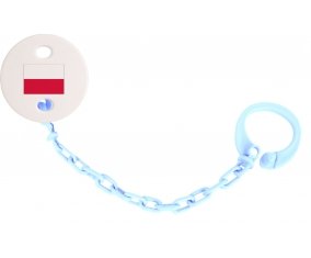 Attache-tetine Drapeau Pologne couleur Bleu ciel