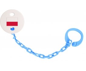 Attache-tetine Drapeau Pologne couleur Bleu turquoise