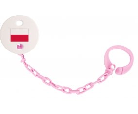 Attache-tetine Drapeau Pologne couleur Rose clair