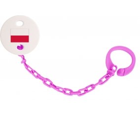 Attache-tetine Drapeau Pologne couleur Rose fuschia
