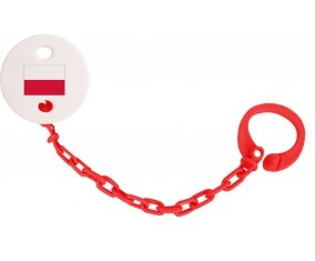 Attache-tetine Drapeau Pologne couleur Rouge