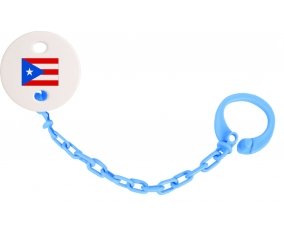 Attache-tétine Drapeau Porto Rico couleur Bleu turquoise