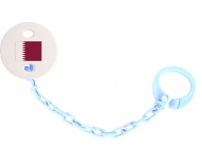 Attache-tetine Drapeau Qatar couleur Bleu ciel